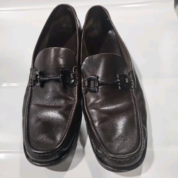 Salvatore Ferragamo Men's Brwon Moccasin Gancini Buckle Loafers Size 11 D US - Picture 1 of 14
